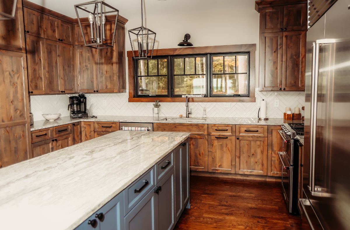 Close up of high quality custom woodworking and cabinetry in a Northwoods home