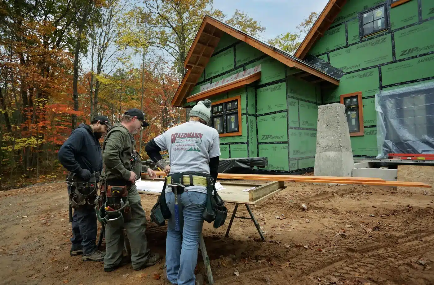 Northwoods home during the siding stage