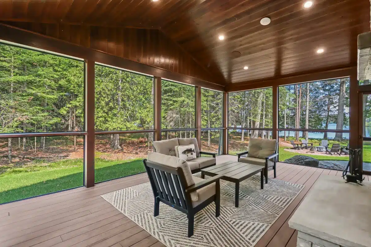 Custom sunroom with Northwoods views
